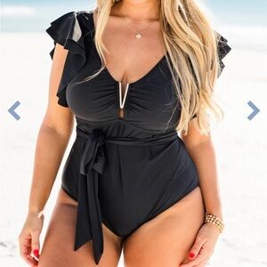 Black Ruffled Women's swimsuit